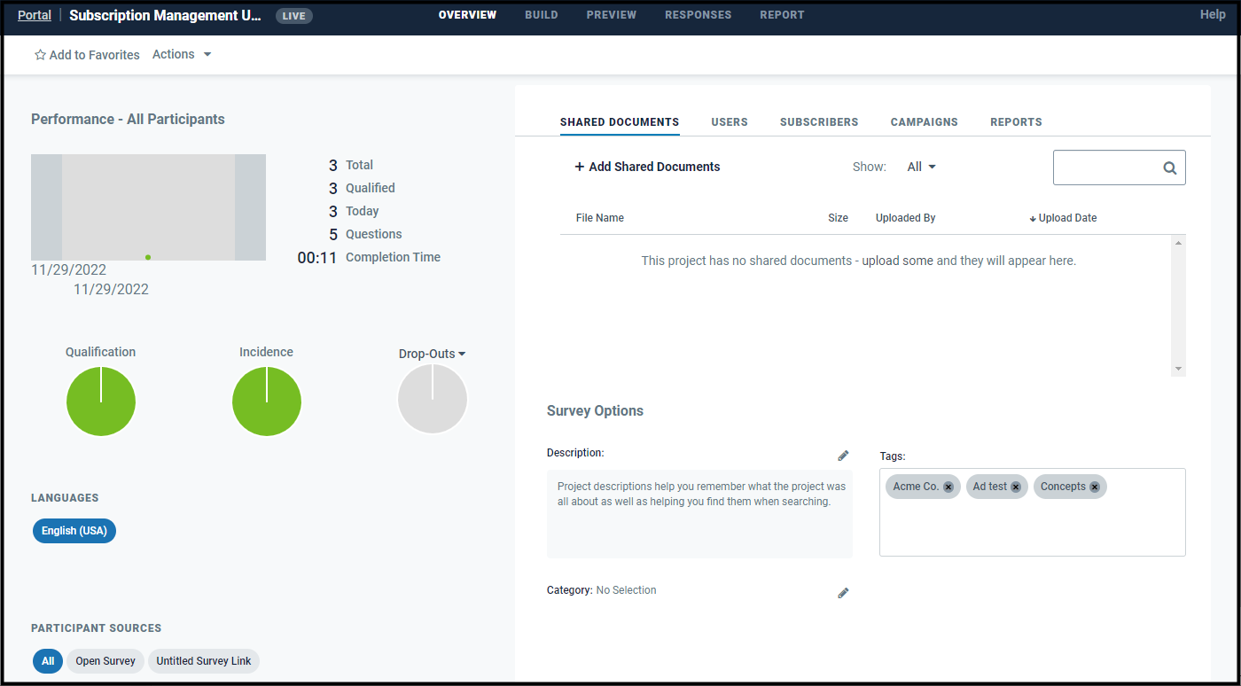 Project Overview Page screencapture